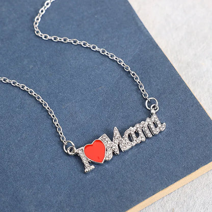 IG Style MAMA Simple Style Letter Heart Shape Alloy Plating Inlay Zircon Mother'S Day Women'S Necklace