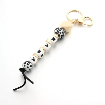 IG Style MAMA Simple Style Letter Leopard Alloy Silica Gel Beaded Mother'S Day Bag Pendant Keychain