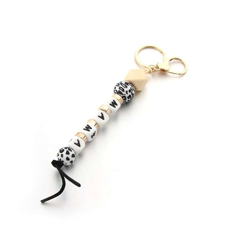 IG Style MAMA Simple Style Letter Leopard Alloy Silica Gel Beaded Mother'S Day Bag Pendant Keychain