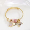 IG Style Modern Style Classic Style Bear Heart Shape Pineapple 304 Stainless Steel Alloy Gold Plated Artificial Crystal Rhinestones Bangle In Bulk
