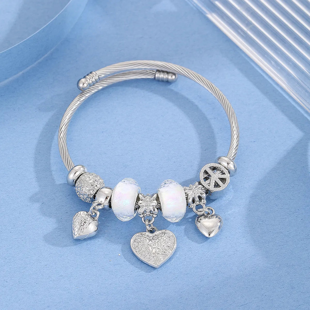 IG Style Modern Style Classic Style Bear Heart Shape Pineapple 304 Stainless Steel Alloy Gold Plated Artificial Crystal Rhinestones Bangle In Bulk