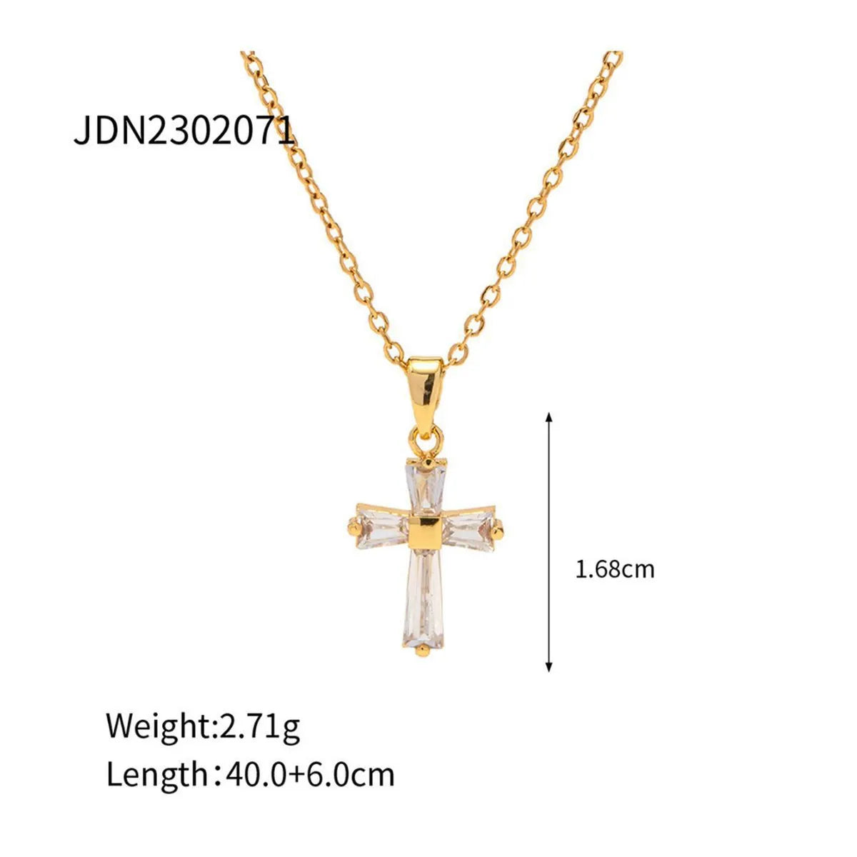 Ig Style Modern Style Cross Stainless Steel Copper Plating Inlay Zircon Pendant Necklace