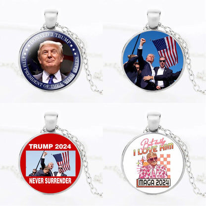 IG Style Modern Style Donald Trump Human Letter Glass Alloy Iron Wholesale Pendant Necklace