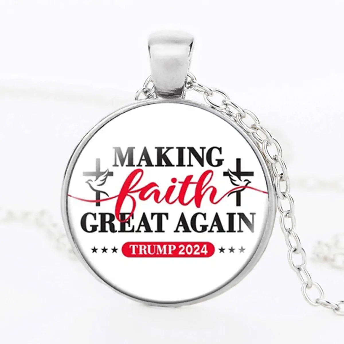 IG Style Modern Style Donald Trump Human Letter Glass Alloy Iron Wholesale Pendant Necklace