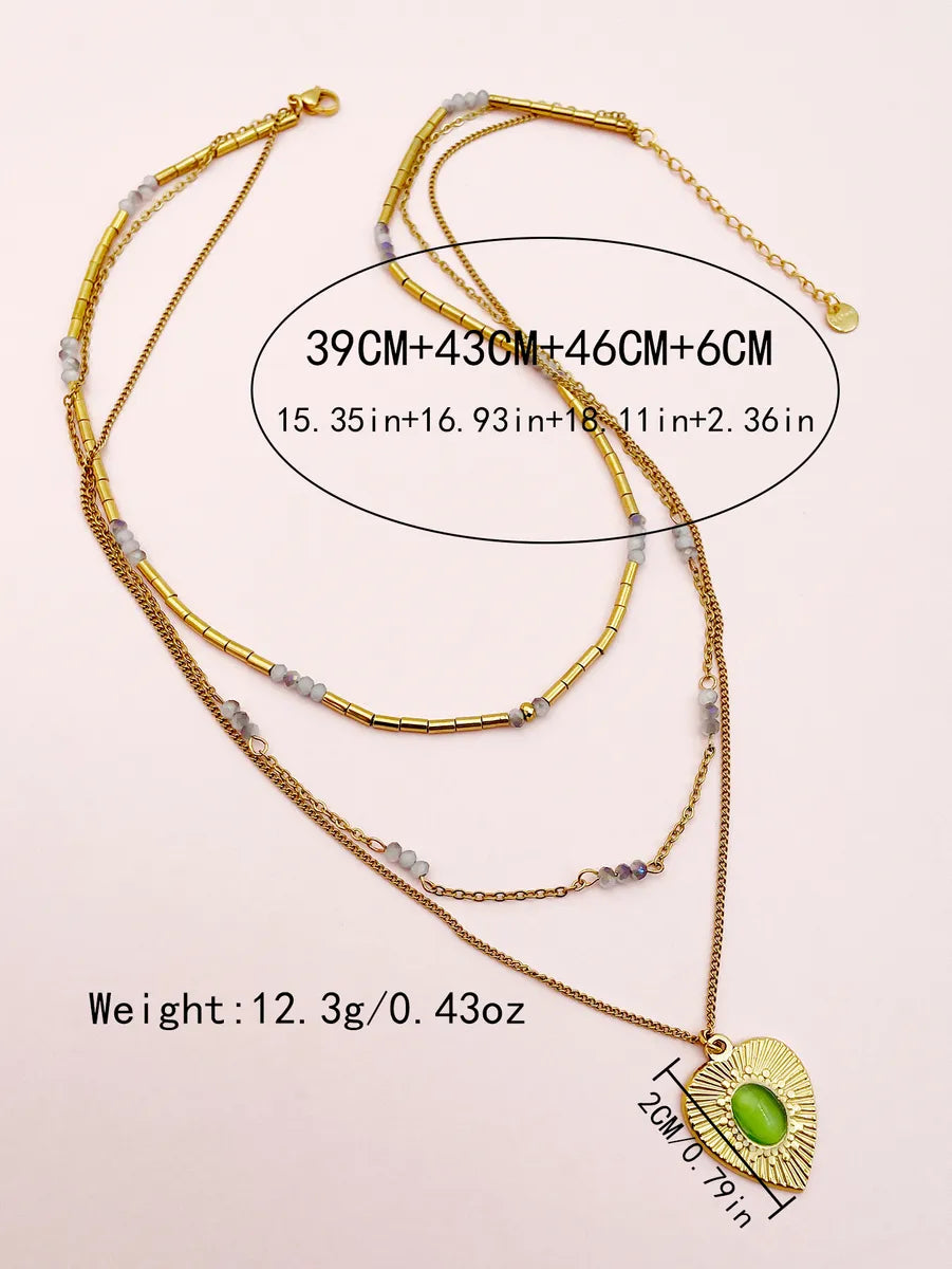 Ig Style Modern Style Heart Shape Stainless Steel Beaded Plating Inlay Zircon Gold Plated Layered Necklaces