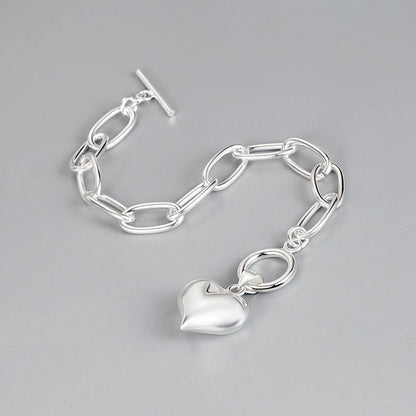 Ig Style Modern Style Heart Shape Sterling Silver Bracelets In Bulk