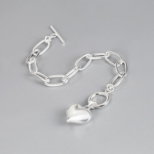 Ig Style Modern Style Heart Shape Sterling Silver Bracelets In Bulk