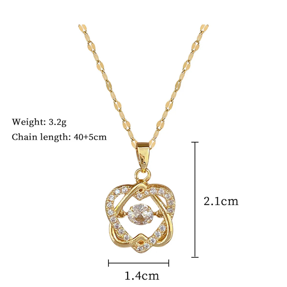 Ig Style Modern Style Simple Style Hexagram Titanium Steel Copper Inlay Artificial Gemstones Pendant Necklace