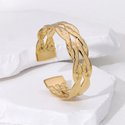 IG Style Modern Style Simple Style Lines 304 Stainless Steel 18K Gold Plated Bangle In Bulk