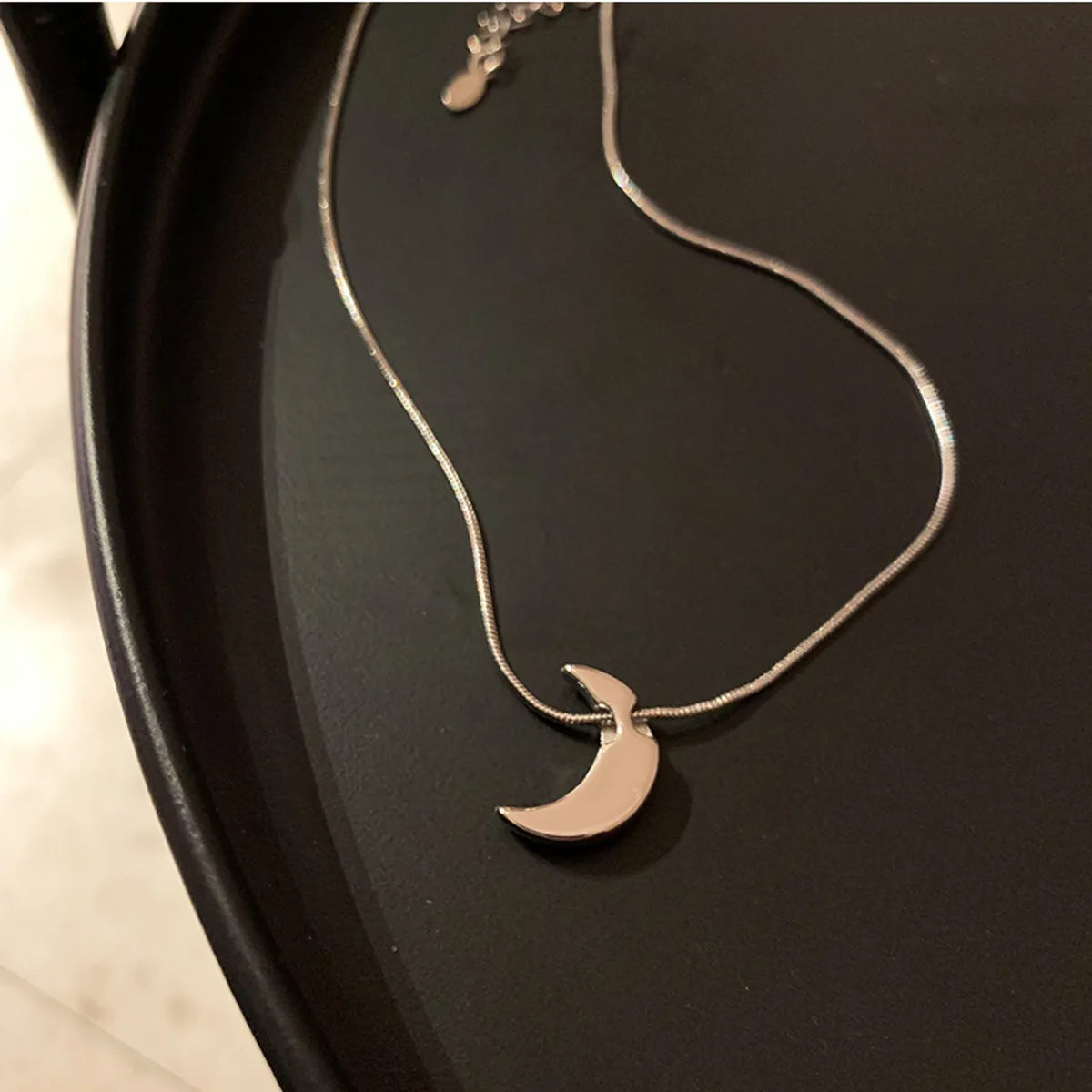 Ig Style Moon Titanium Steel Polishing Pendant Necklace