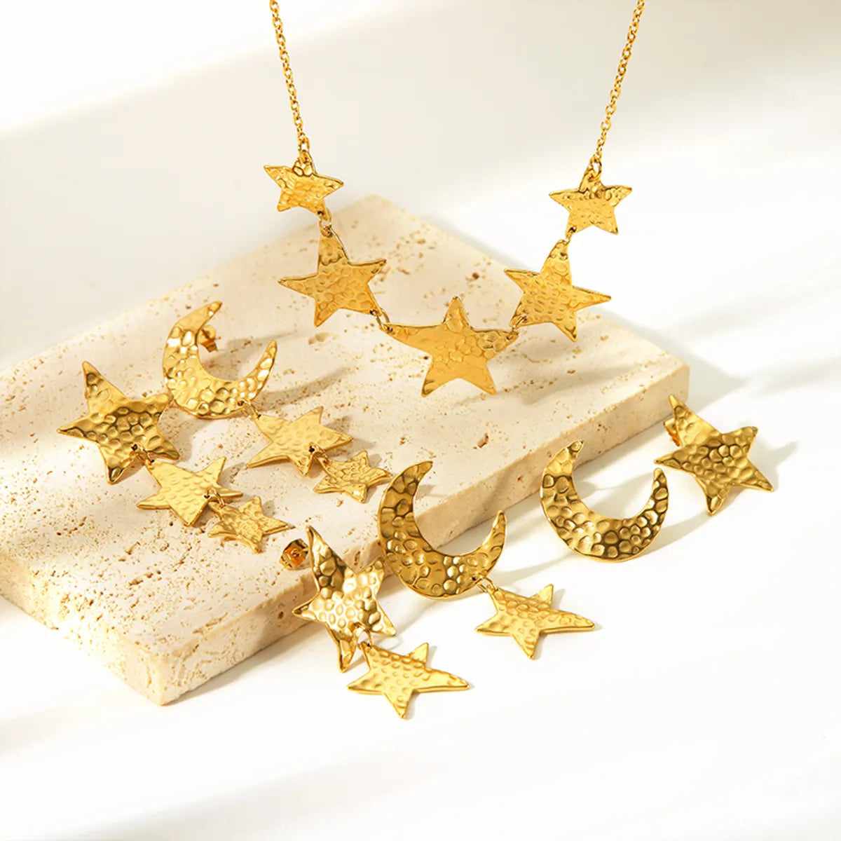 Ig Style Nordic Style African Style Star Moon Stainless Steel Polishing Plating Metal 18k Gold Plated Pendant Necklace