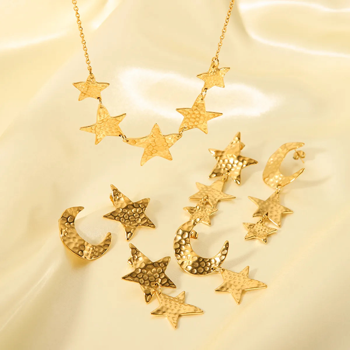 Ig Style Nordic Style African Style Star Moon Stainless Steel Polishing Plating Metal 18k Gold Plated Pendant Necklace