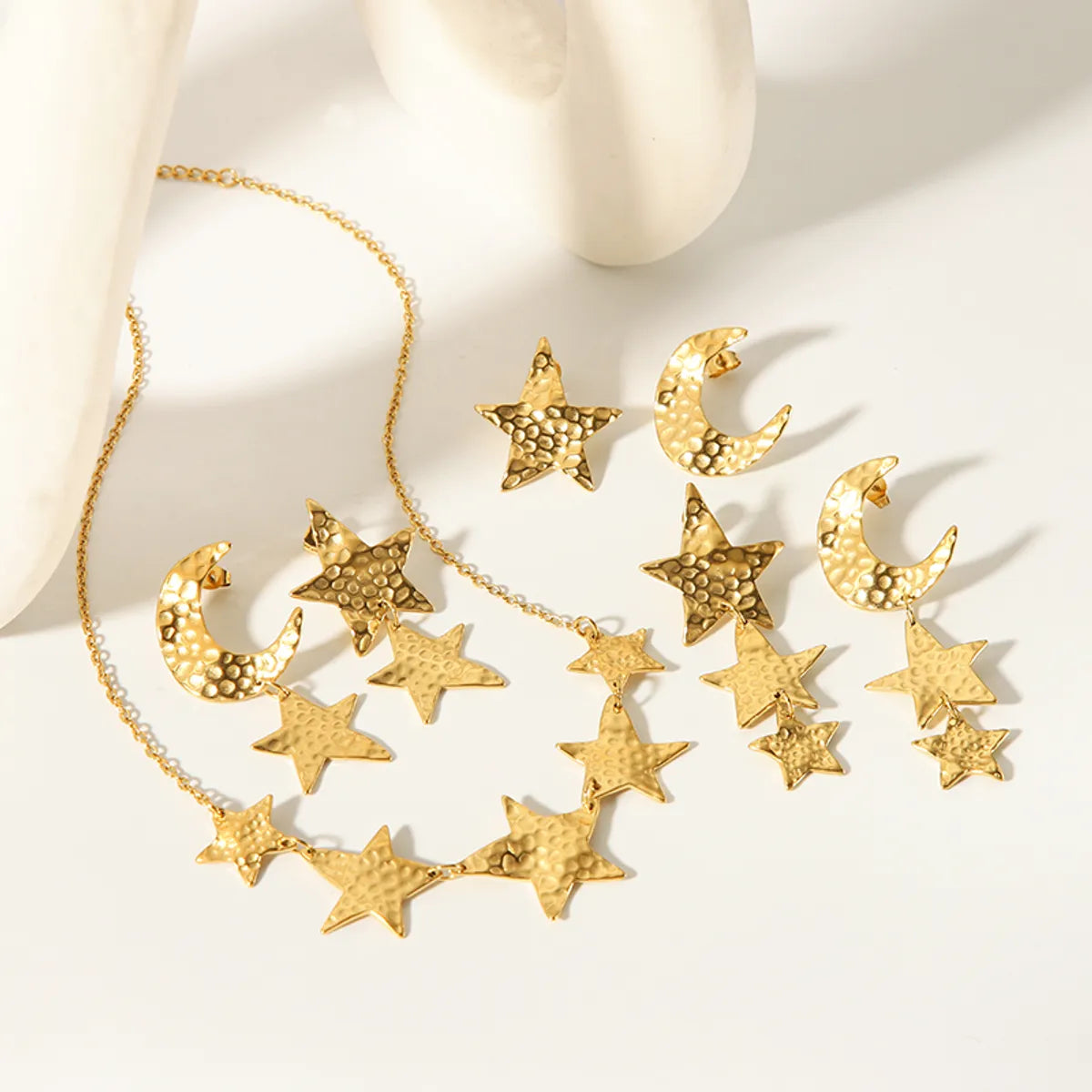 Ig Style Nordic Style African Style Star Moon Stainless Steel Polishing Plating Metal 18k Gold Plated Pendant Necklace