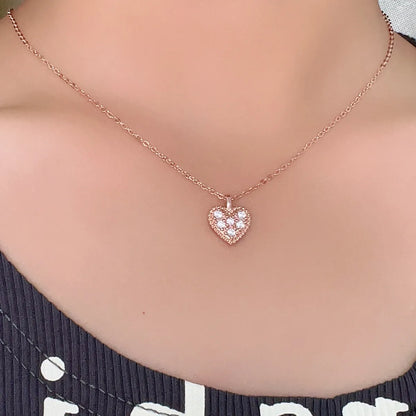 Ig Style Original Design Classic Style Heart Shape Smiley Face Bow Knot Copper Plating Inlay Zircon Rose Gold Plated White Gold Plated Gold Plated Pendant Necklace