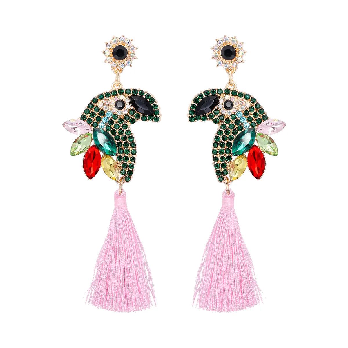 Ig Style Parrot Alloy Inlay Rhinestones Women's Drop Earrings