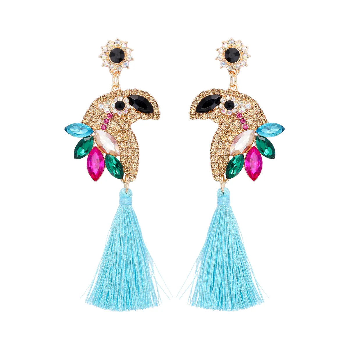 Ig Style Parrot Alloy Inlay Rhinestones Women's Drop Earrings