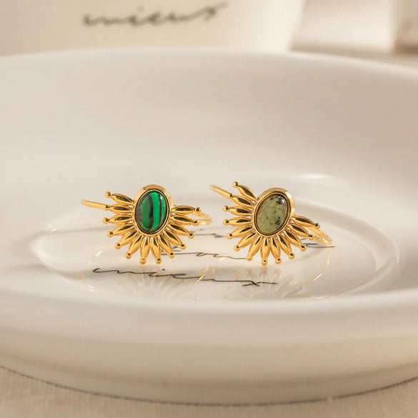 Wholesale Jewelry IG Style Peacock 304 Stainless Steel Natural Stone Inlay Rings