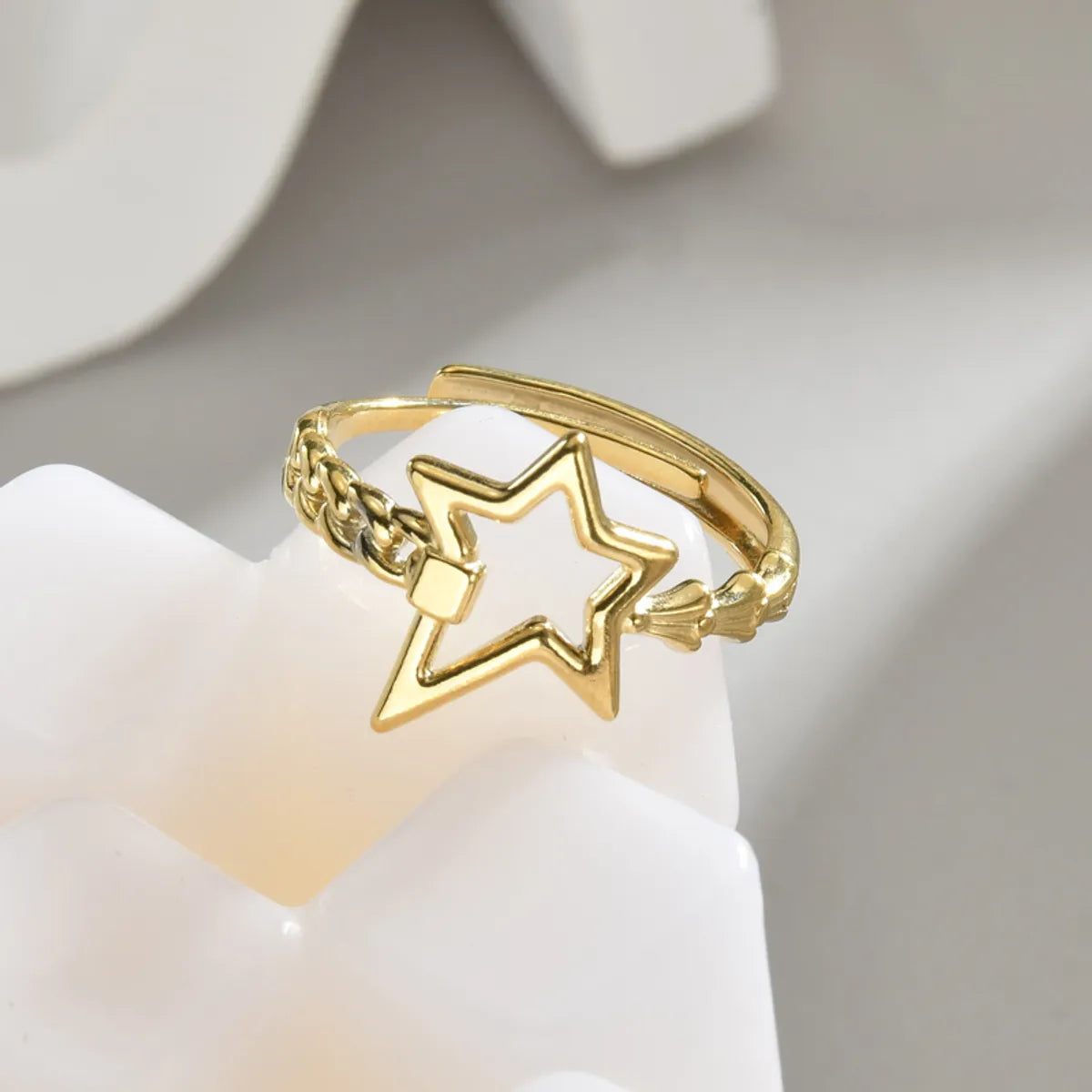 Ig Style Pentagram Stainless Steel Plating 14k Gold Plated Open Rings