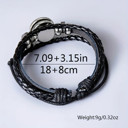 IG Style Punk Halloween Pattern Pu Leather Glass Drawstring Inlay Glass Halloween Unisex Drawstring Bracelets