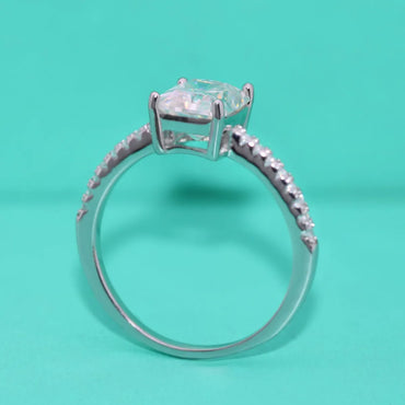 Ig Style Rectangle Sterling Silver Moissanite Zircon Rings In Bulk