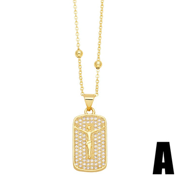 Ig Style Retro Cross Copper 18k Gold Plated Zircon Pendant Necklace In Bulk