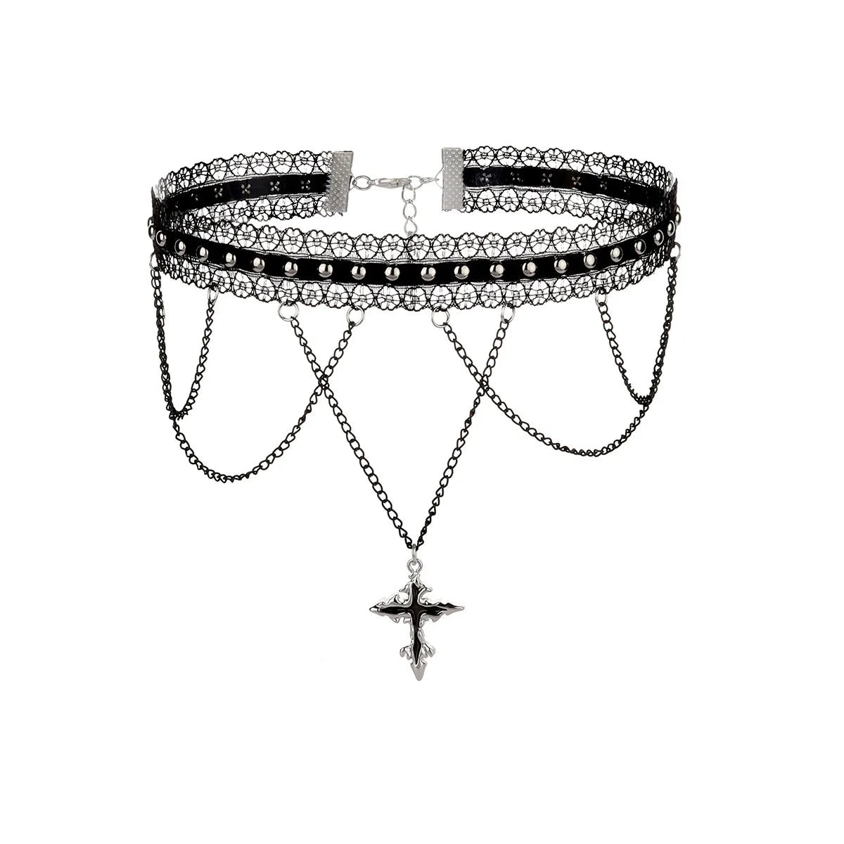 Ig Style Retro Geometric Cross Alloy Beaded Plating Chain Women'S Choker