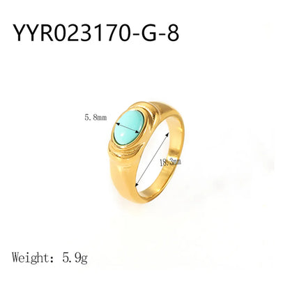 Wholesale Jewelry IG Style Retro Geometric 304 Stainless Steel Natural Stone Rhinestones Zircon 18K Gold Plated Polishing Plating Inlay Rings