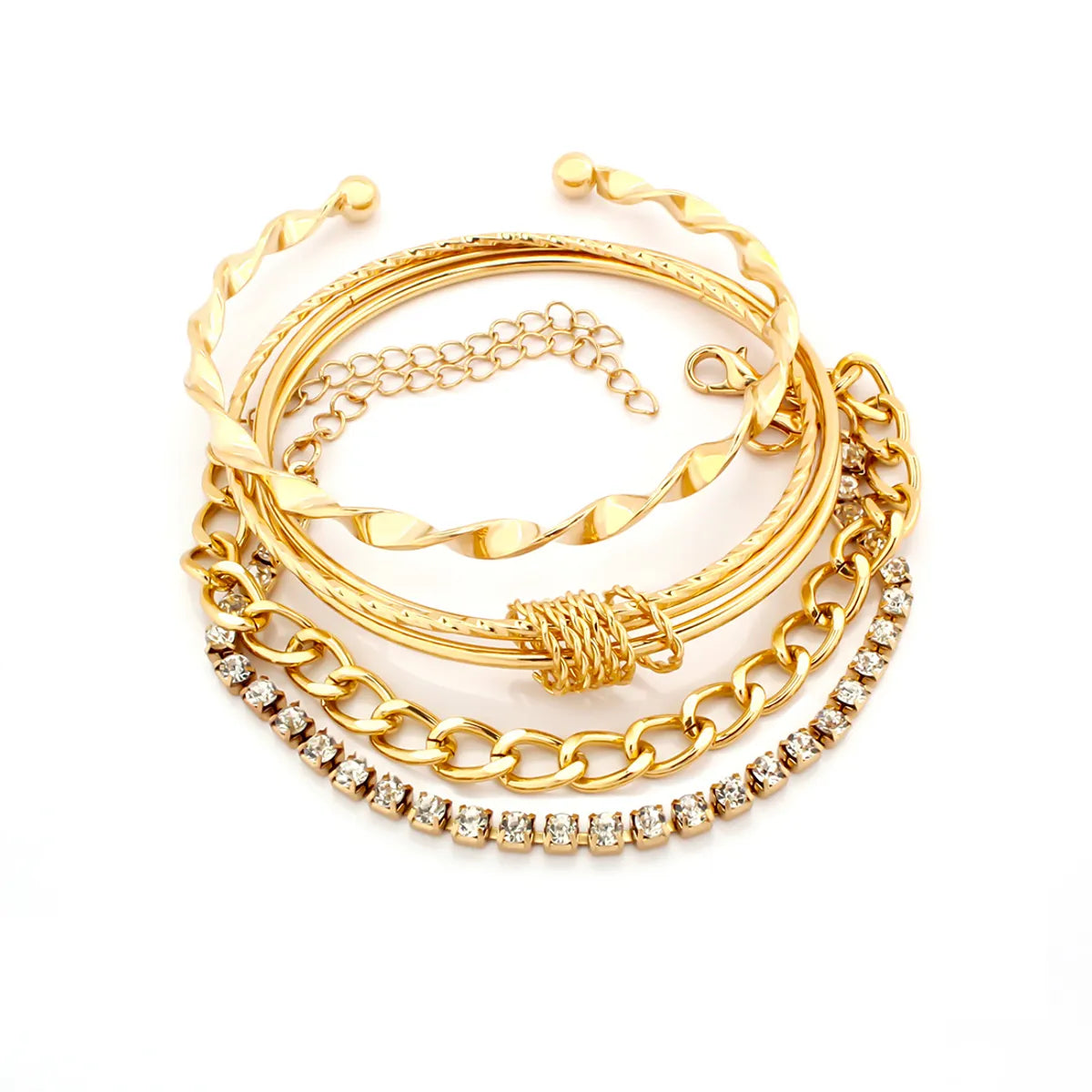 Ig Style Retro Korean Style Circle Alloy Plating Inlay Rhinestones Women's Bracelets