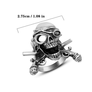 IG Style Retro Punk Skull 304 Stainless Steel Polishing Hollow Out Men'S Rings