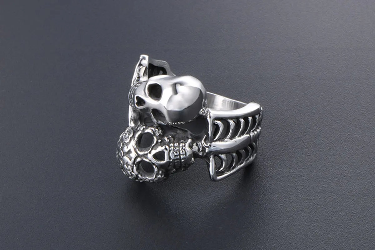 IG Style Retro Punk Skull 304 Stainless Steel Polishing Men'S Rings