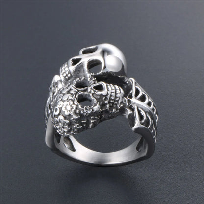 IG Style Retro Punk Skull 304 Stainless Steel Polishing Men'S Rings