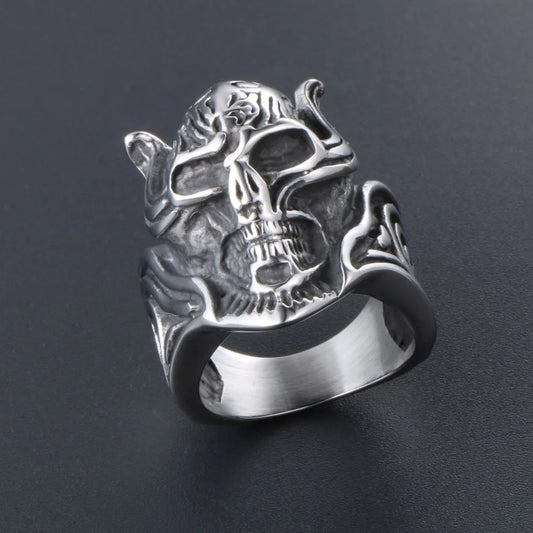 IG Style Retro Punk Skull 304 Stainless Steel Polishing Men'S Rings