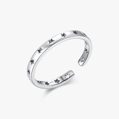 Ig Style Retro Simple Style Star Sterling Silver Hollow Out Rings