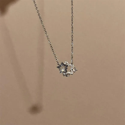 Ig Style Retro Star Alloy Copper Plating Inlay Zircon Necklace