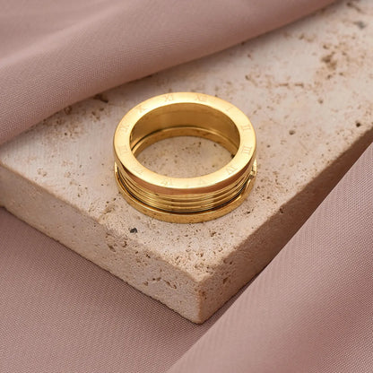 Ig Style Roman Style Shiny Solid Color Roman Numeral Stainless Steel Enamel Plating Inlay Zircon 14k Gold Plated Rose Gold Plated Rings