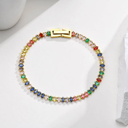 Ig Style Romantic Artistic Colorful Stainless Steel 18k Gold Plated Zircon Bracelets In Bulk