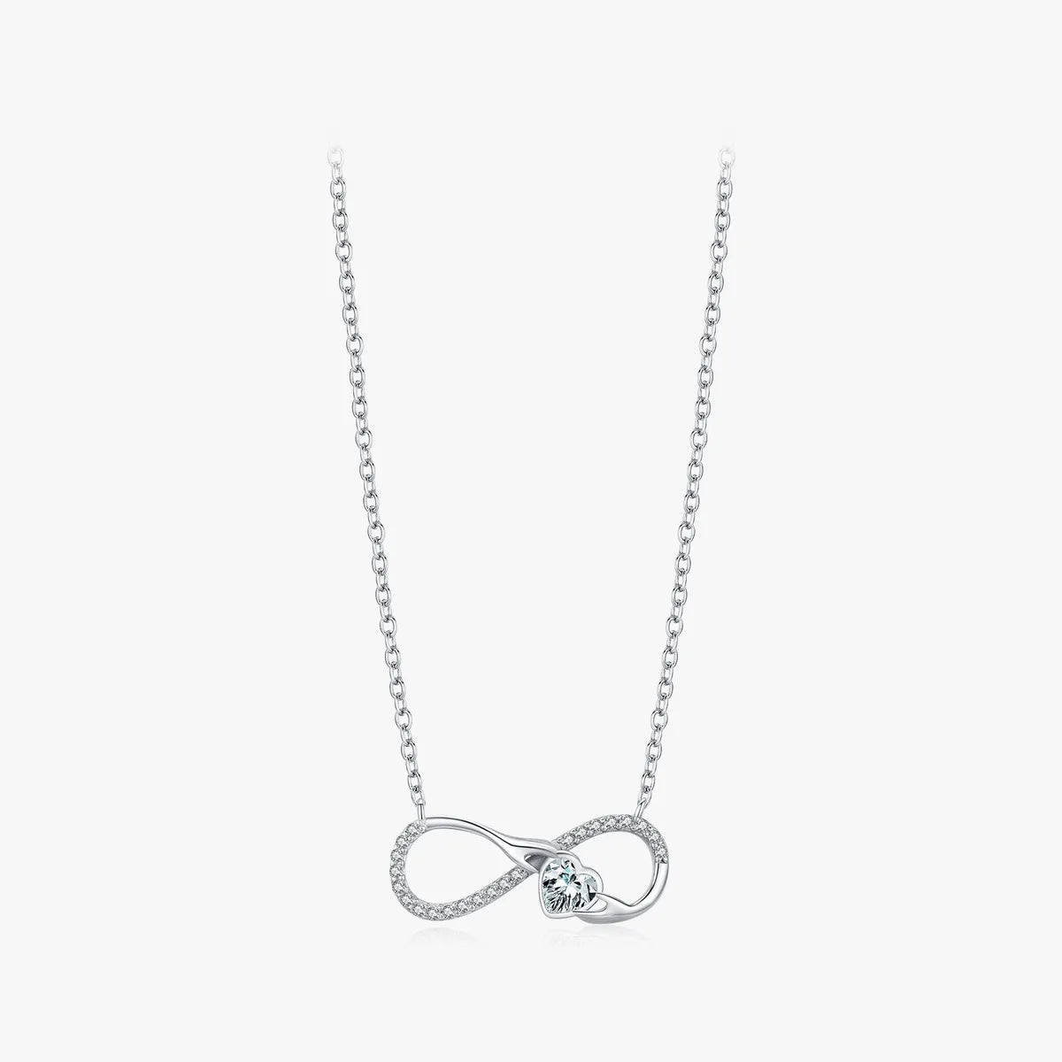 Ig Style Romantic Sweet Infinity Sterling Silver 14k Gold Plated Rhodium Plated Zircon Necklace In Bulk