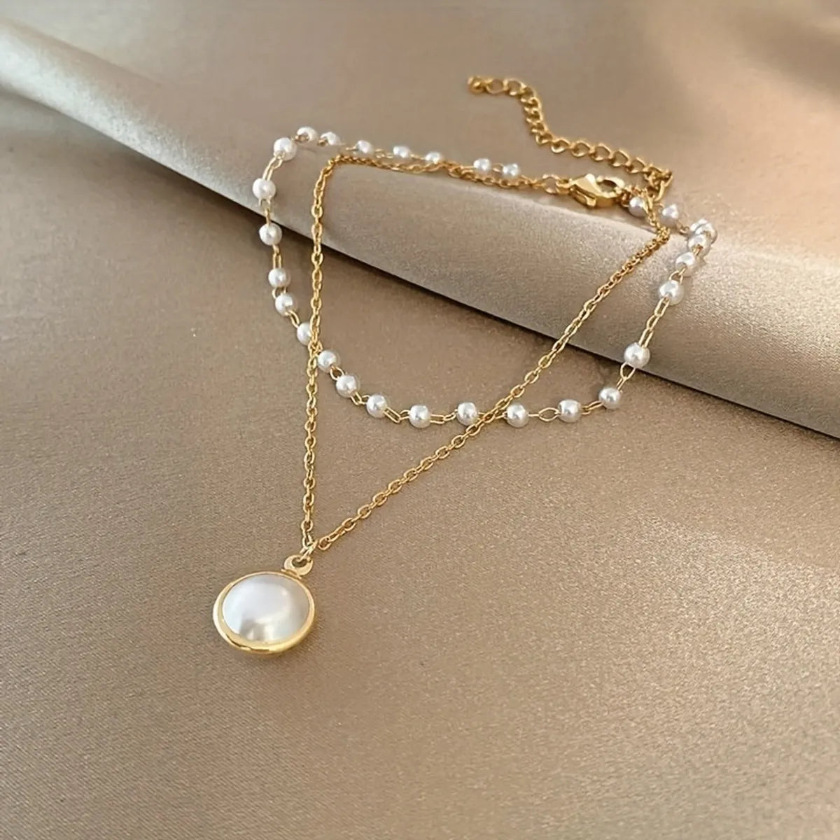 Ig Style Round Alloy Beaded Plating Inlay Pearl Gold Plated Women's Anklet