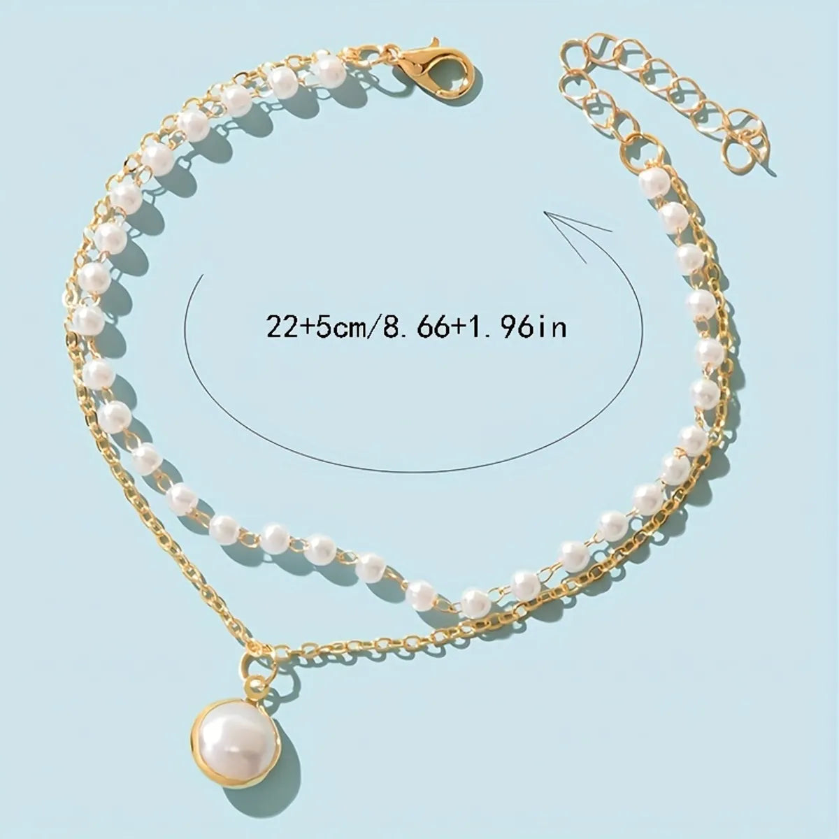 Ig Style Round Alloy Beaded Plating Inlay Pearl Gold Plated Women's Anklet