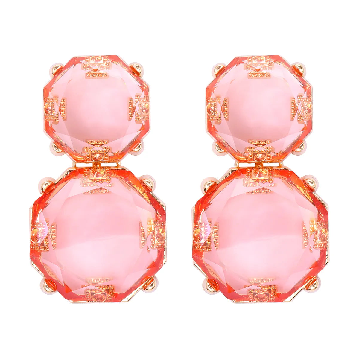 1 Pair Ig Style Round Inlay Alloy Resin Drop Earrings