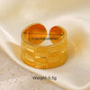 IG Style Round Lines Flower 304 Stainless Steel 18K Gold Plated Open Rings In Bulk