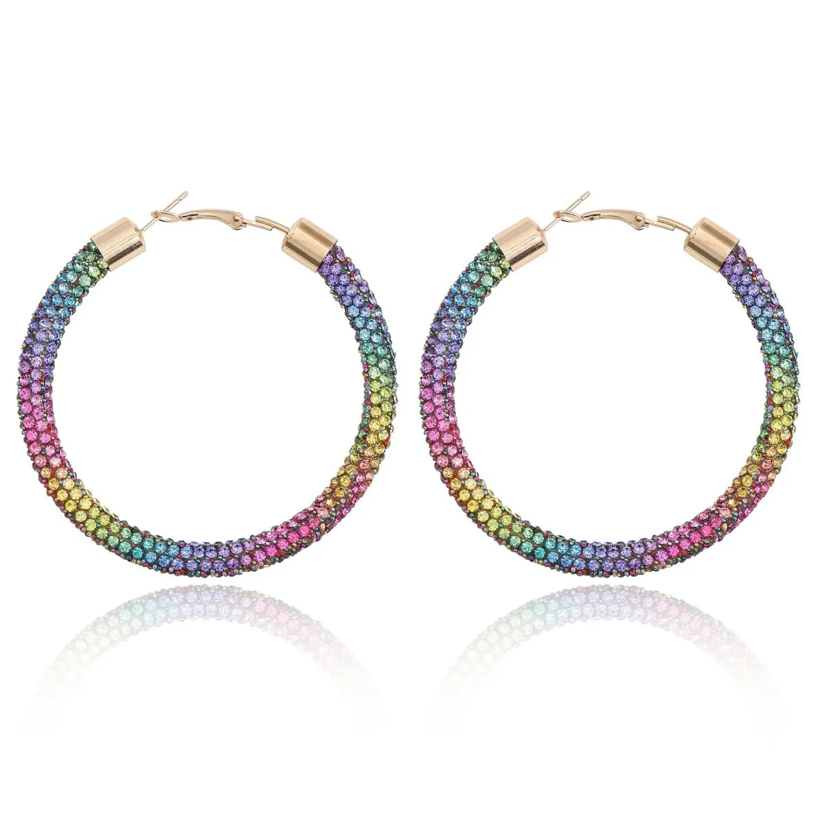 1 Pair IG Style Round Plating Inlay Plastic Iron Artificial Gemstones Earrings