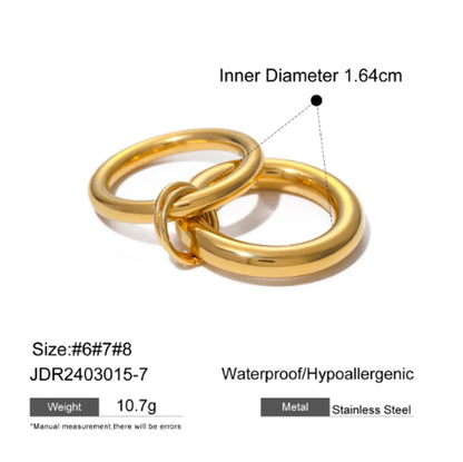 IG Style Round Solid Color 304 Stainless Steel Plating 18K Gold Plated Women'S Rings