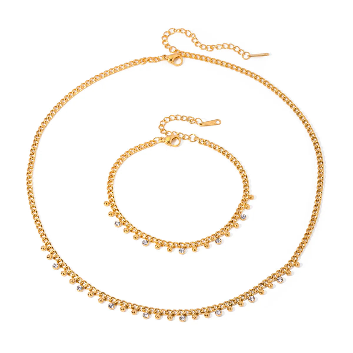 Ig Style Round Stainless Steel Plating 18k Gold Plated Bracelets Necklace