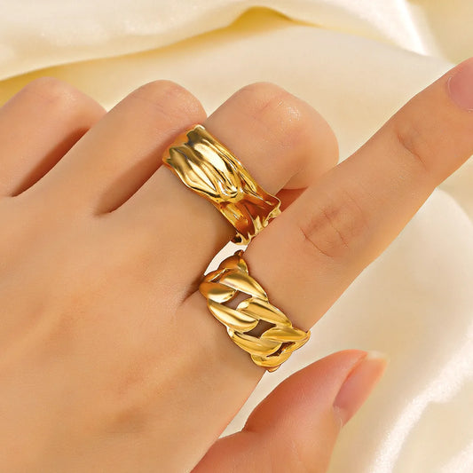 Ig Style Round Stainless Steel Plating 18k Gold Plated Open Rings