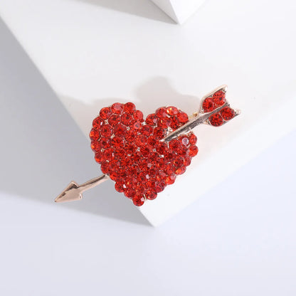 Ig Style Shiny Heart Shape Arrow Alloy Inlay Rhinestones Women'S Brooches