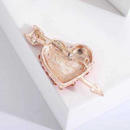 Ig Style Shiny Heart Shape Arrow Alloy Inlay Rhinestones Women'S Brooches