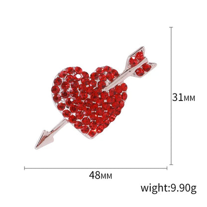 Ig Style Shiny Heart Shape Arrow Alloy Inlay Rhinestones Women'S Brooches