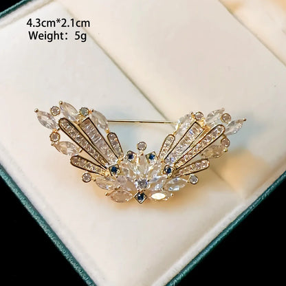 IG Style Shiny Leaf Flower Butterfly Copper Plating Inlay Pearl Zircon Unisex Brooches