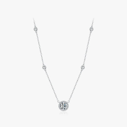 Ig Style Shiny Round Sterling Silver Rhodium Plated Zircon Necklace In Bulk